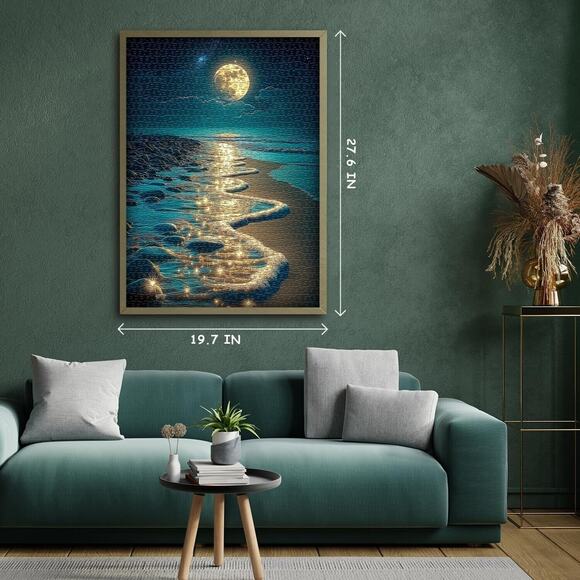 Beach Jigsaw Puzzle 1000 Pieces, Ocean Moonlit Serenade Adult 50 x 70 New sealed - Picture 3 of 6